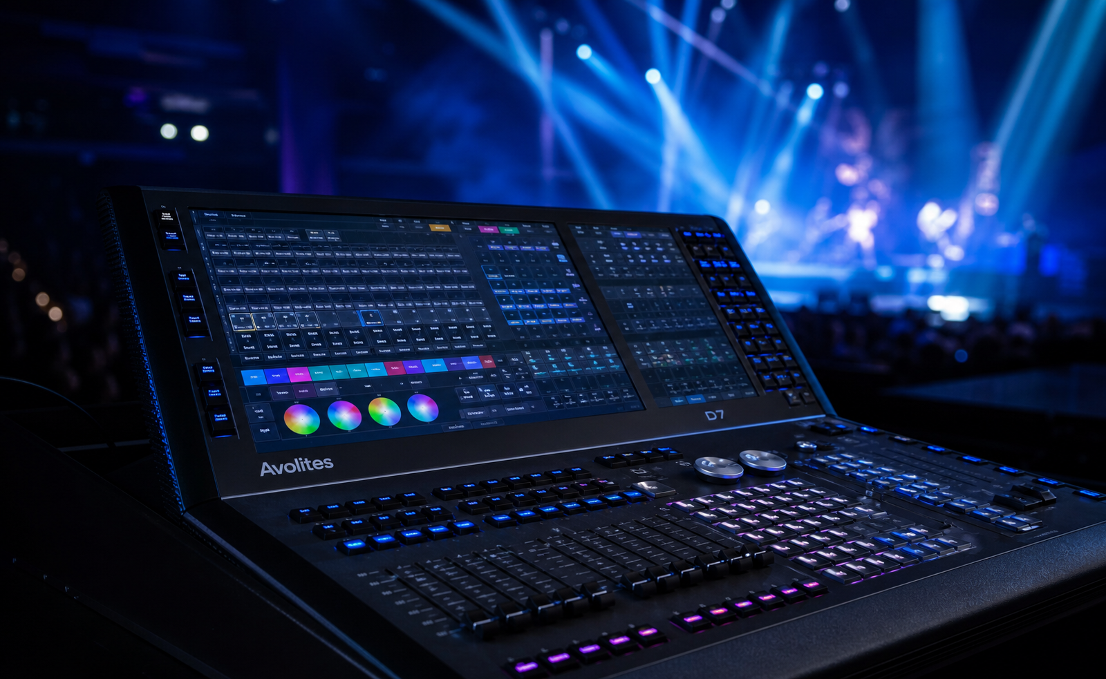 Avolites D7 lighting console controlling a live concert
